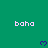 Green background with repeated white 'baha' text and purple heart symbols arranged in a pattern