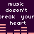 Pixelated text and audio waveform bars on a dark purple background, with repeated phrases and changing bar heights.