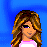 Pixelated animated contact sheet showing three frames of a cartoon character with long brown hair, pink and white clothing, and text elements "Born 2 Dance" on a blue background.
