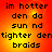 Pixelated text on a gradient background with two distinct states showing partial word changes.