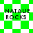 Green and white checkered background with four instances of the text 'NATALIE ROCKS' in black pixelated font, arranged in a