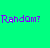 Green background with purple text 'Random?' and two black pixelated pendulums; white below shows partial text 'woah... music.... rad!' in black font