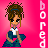 Pixel art contact sheet showing five animated frames of a cartoon character with brown hair in a bun, wearing a white shirt and blue skirt, against a pink background with vertical "bored" text.