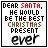 Animated sequence of text-based icon showing 'DEAR SANTA, HE WOULD BE THE BEST CHRISTMAS PRESENT EVER' deconstructing into fragmented letters and symbols.
