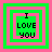 Four square display 'I LOVE YOU' text with alternating green and pink borders, each showing a different border configuration