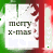 identical 'merry x-mas' icons with green and red borders, each containing small animated symbols like hearts, Xs, pluses, and arrows