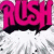 Static pixelated icon featuring bold pink text "RUSH" with black drop shadow on white background, rendered in low-resolution 256x256 pixels.