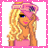 A 48x48 pixel buddy icon featuring a cartoon girl with blonde hair and pink accessories, paired with text elements on blue backgrounds in a contact sheet layout.