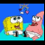 A contact sheet of six animated frames from a Spongebob Squarepants-themed buddy icon showing characters and text about Patrick's diaper removal.