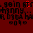 Red background with black pixelated text repeating 'go in str. goin str.', 'kenny... kenny...', 'r b3ba har b3ba har', and two heart symbols, one of which has red pixels.