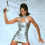 Pixelated image of a person in a silver dress holding a tennis racket, standing against a light blue background.