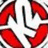 Red and white geometric pattern with black outlines forming interlocking shapes in a symmetrical arrangement.