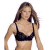 Pixelated image of a person with long brown hair wearing a black bralette, standing against white background.
