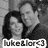 Black-and-white photo of two people embracing, with text overlay reading 'luke&lor<3' in white and black backgrounds.