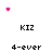 A static pixel art icon with a pink heart symbol in the top-left corner, black text reading 'KIZ' and '4-ever', on a white background.