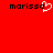 Red background with black text 'marissa' on left and right, white pixelated heart symbol between them.