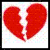 A red broken heart icon with white crack lines on a light background, accompanied by blue pixelated text reading "Teenage Heart-break... Nothing hurts so bad!".