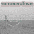A static icon with a beach scene featuring two volleyball nets, text overlays reading "summer=love," "love=life," and "life=volleyball," plus a small purple heart symbol.