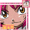 Pixelated anime-style face with pink hair, large brown eyes, and a neutral expression, framed by pink borders with a yellow 'MAO' text box.