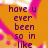 Orange background with pink abstract shapes and purple pixelated text reading 'have u ever been so in like they take your breath away' on left, 'with someone that when u see them' on right.
