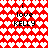 Red background with white heart pattern and black text reading "i love KELLY" in two identical sections.