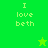 Green background with pixelated text "I love beth" and a small star icon in two different shades of green.