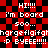 Red and black checkered background with repeated white pixelated text and symbols including 'HI!!!', 'i'm board', 'soo...', 'hgrgeflgifgh', and ':p BYEEE!!!!'.