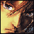 Pixelated character face with brown hair and blue eyes, showing sequential text overlays and subtle facial expression shifts across frames.