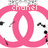 Pixelated pink Chanel logo with changing text overlays and scattered black-and-white graphic elements on a white background.