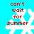 Pixelated red text 'can't wait for summer' over white snowflake on cyan background, with visible animation changes between frames.