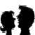 A 3x3 contact sheet of seven animated frames showing black silhouettes of a couple kissing with red hearts appearing and multiplying across the sequence.