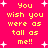 A bright pink background with yellow text reading "You wish you were as tall as me!!" repeated in a pattern, surrounded by white star shapes