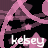 Animated icon with pink floral patterns and black background, displaying the text 'kebey' in white lowercase letters