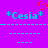Pixelated cyan text *Cesia* with asterisks on a purple background, featuring red heart and blue dashed lines above and below the text.