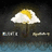 A pixelated cloud with a yellow crescent shape on top, positioned above a dark background with blue water at the bottom.
