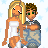 Pixel art buddy icon featuring two cartoon characters embracing against a starry background with blue text reading 'you are my everything' in blocky font.