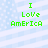 Green pixelated text "I Love America" on light blue background with white stripes and dots.