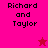 Four display 'Richard and Taylor' text with star symbols on pink and red backgrounds, showing animation changes between frames