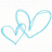 Two overlapping light blue heart outlines on a white background with cyan text reading 'Connor is hott' in pixelated font.