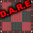 25 pixelated with a red and dark gray checkered background, each displaying text elements including 'D.A.R.E', 'To', 'Resist', 'Drugs', 'And', and 'Violence' in various colors and styles