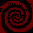 Four red and black spiral patterns arranged in a on a dark background, with pixelated text partially visible around the spirals
