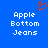 Blue background with white pixelated text 'Apple Bottom Jeans' on both sides and a red pixelated heart symbol above the left side.
