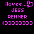 Pixelated pink text and symbols on black background, showing two side-by-side variations of a name and contact details with differing punctuation and a heart symbol.