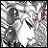 A 48x48 pixel animated buddy icon featuring a grayscale anime-style character with red accents, displayed alongside "Anime IM" text on a black background in a contact sheet layout.