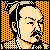 Pixelated 50x50 static icon featuring a stylized character with light skin, black hair, and mustache against orange grid background.