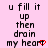 Pixelated text on a pink background with red heart symbols, arranged in three vertical of repeated phrases