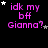 identical text-based icons with pink 'idk my bff Gianna?' text on black background, each containing small white and gray stars