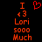 Red pixelated text and symbols on black background, with a heart symbol above the word 'Lori' in two identical side-by-side arrangements.
