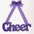 Purple triangle frame with bow and 'Cheer' text above a cheerleader holding pom-poms, red text overlays reading 'Is The Best'.