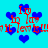 Blue heart shapes and red text reading "I'm in love with it" repeat across a cyan background.